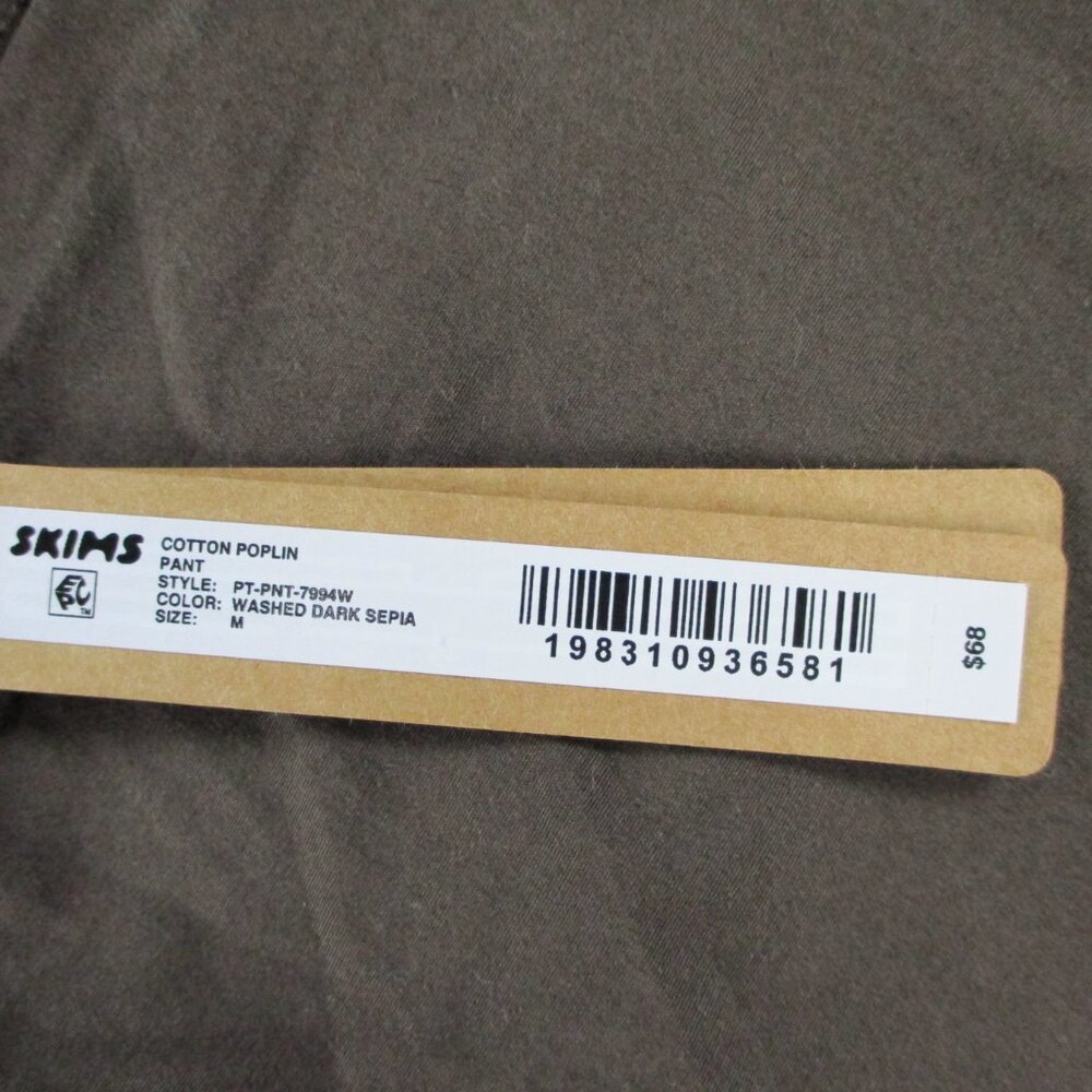 SKIMS Cotton Poplin Pants Womens Medium Brown Washed Dark Sepia Wide Leg NWT NEW - Picture 11 of 13